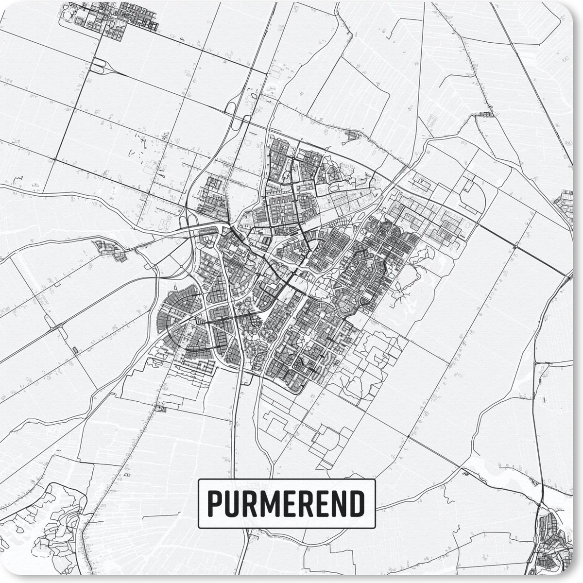 Muismat 30x30 cm - Mousepad Stadskaart Purmerend - Muismatten