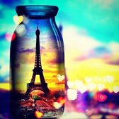 Diamond Painting - Eiffeltoren - in glas - Monument - Parijs - 45x45 cm - Vierkante Steentjes - Volwassenen - Hobby - Cadeau - Moederdag - Kado