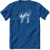 SKKKaleton - Katten T-Shirt Kleding Cadeau | Dames - Heren - Unisex | Kat / Dieren shirt | Grappig Verjaardag kado | Tshirt Met Print | - Donker Blauw - L