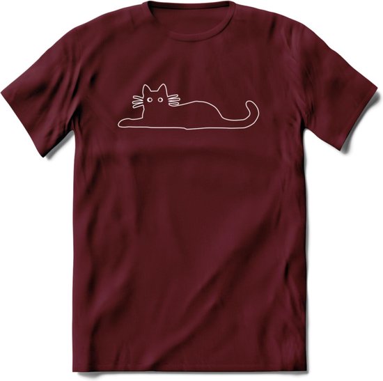Gekke Kat - Katten T-Shirt Kleding Cadeau | Dames - Heren - Unisex | Dieren shirt | Grappig Verjaardag kado | Tshirt Met Print | - Burgundy - S