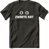 Zwarte Kat - Katten T-Shirt Kleding Cadeau | Dames - Heren - Unisex | Dieren shirt | Grappig Verjaardag kado | Tshirt Met Print | - Donker Grijs - XL