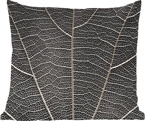 Sierkussens - Kussentjes Woonkamer - 40x40 cm - Wit skelet van een groot blad