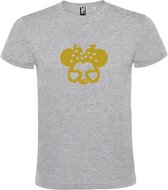 Grijs  T shirt met  "Minnie Mouse Love " print Goud size S