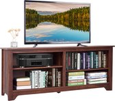 furnibella - Middeleeuwse TV-lowboard, 3-laags houten tv tafel tv-meubel met verstelbare open planken, kabelbeheer, tv-kast in de woonkamer, modern media entertainment centrum voor