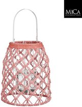 Mica Decorations Windlicht - H30 x Ø23 cm - Katoen - Roze