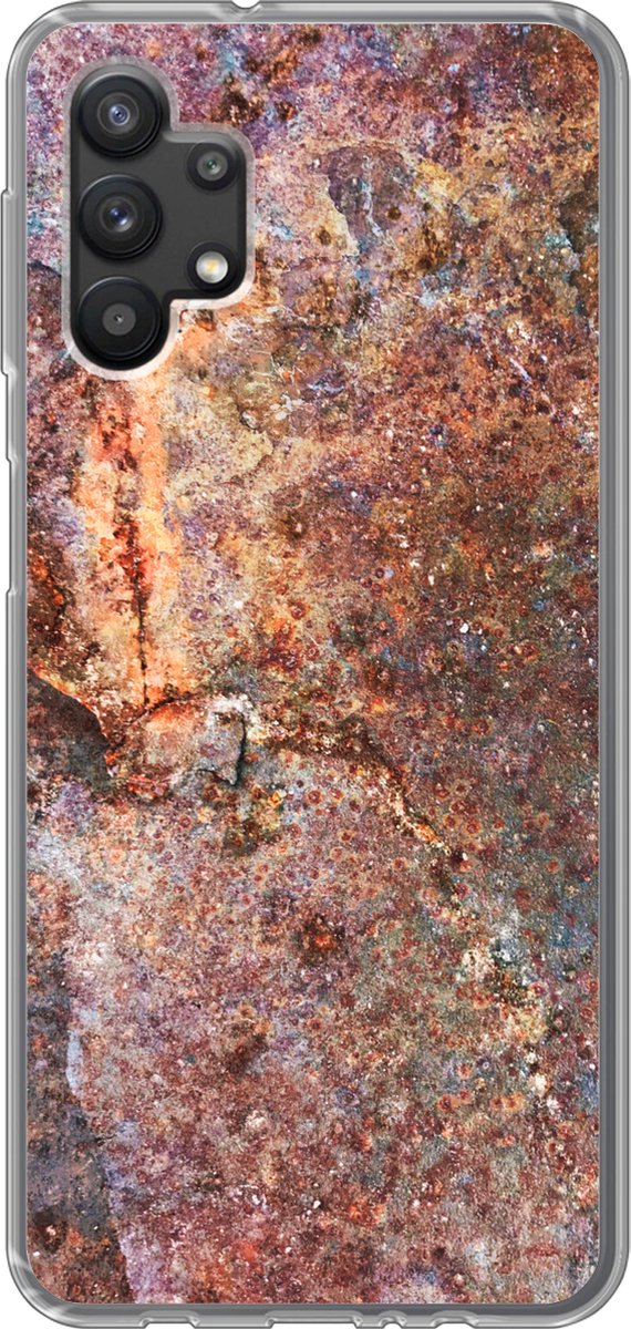 Telefoonhoesje Geschikt voor Samsung Galaxy A32 5G hoesje - IJzer - Bruin - Roest print - Siliconen Telefoonhoesje Telefoonhoesje