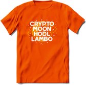 Crypto Moon - T-Shirt Kleding Cadeau | Dames / Heren / Unisex | Bitcoin / Ethereum shirt | Grappig Verjaardag kado | Tshirt Met Print  Prijs - Oranje - L