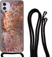 Coque avec cordon iPhone 12 - Fer - Marron - Rouille - Siliconen - Bandoulière - Coque arrière avec cordon - Coque pour téléphone avec cordon - Coque avec corde
