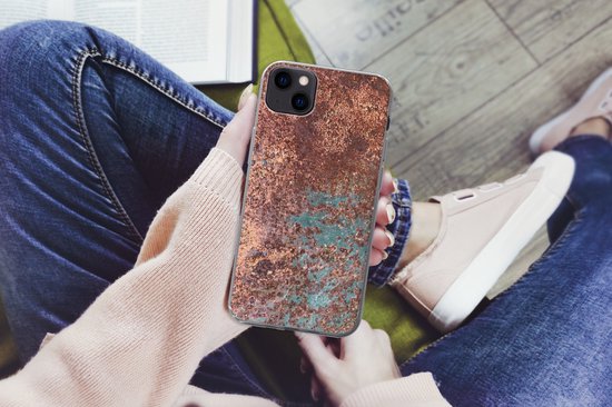 Coque iPhone 13 mini - Rouille - Fer - Turquoise - Siliconen