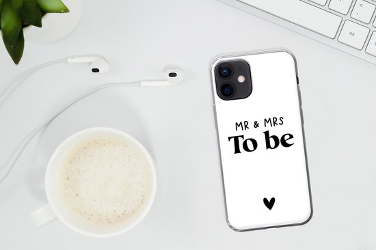 Coque iPhone 12 - Mariée - Marié - Coeur - Siliconen