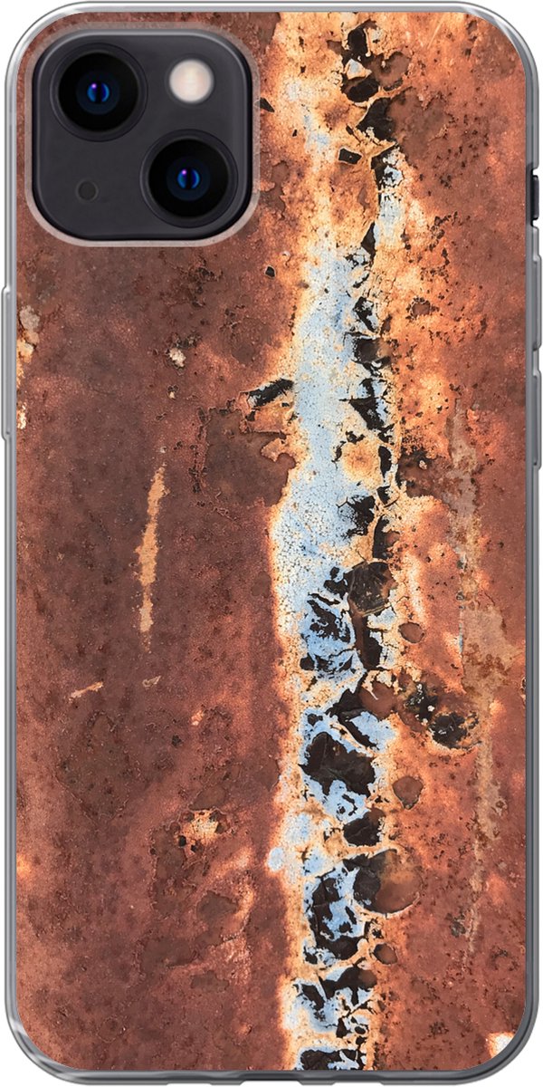 Telefoonhoesje Geschikt voor iPhone 13 hoesje - Plaat - Staal - Roest print - Siliconen Telefoonhoesje Telefoonhoesje