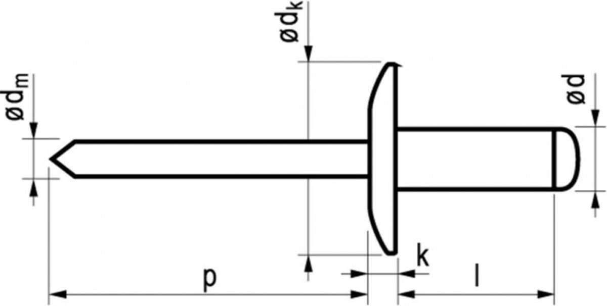 Popnagel Alu/Stl 1033 Xgr Kop 4,8X30 250