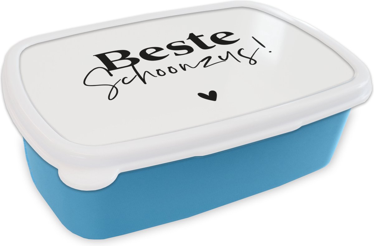 Broodtrommel Blauw - Lunchbox - Brooddoos - Zus - Quotes - Cadeau - 18x12x6 cm - Kinderen - Jongen