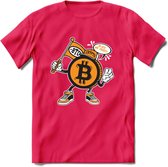 BTC Mascot - Crypto T-Shirt Kleding Cadeau | Dames / Heren / Unisex | Bitcoin / Ethereum shirt | Grappig Verjaardag kado | BTC Tshirt Met Print | - Roze - XXL