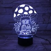 3D Led Lamp Met Gravering - RGB 7 Kleuren - Paddenstoel