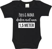 Romper - papa & mama deden niet aan 1,5 meter - maat: 62 - korte mouw - baby - corona - rompertjes baby - rompertjes baby met tekst - rompers - rompertje - rompertjes - stuks 1 - z