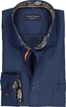 CASA MODA comfort fit overhemd - donkerblauw structuur (contrast) - Strijkvrij - Boordmaat: 48