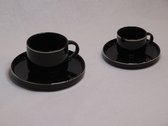 Selinex espressokop zwart met zilveren rand