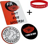 Rotterdam flexibele magnetenset - "DAT ENE WOORD"- hand in hand kameraden  - I love de kuip rood/witzwart- 3 stuks + siliconen armbandje