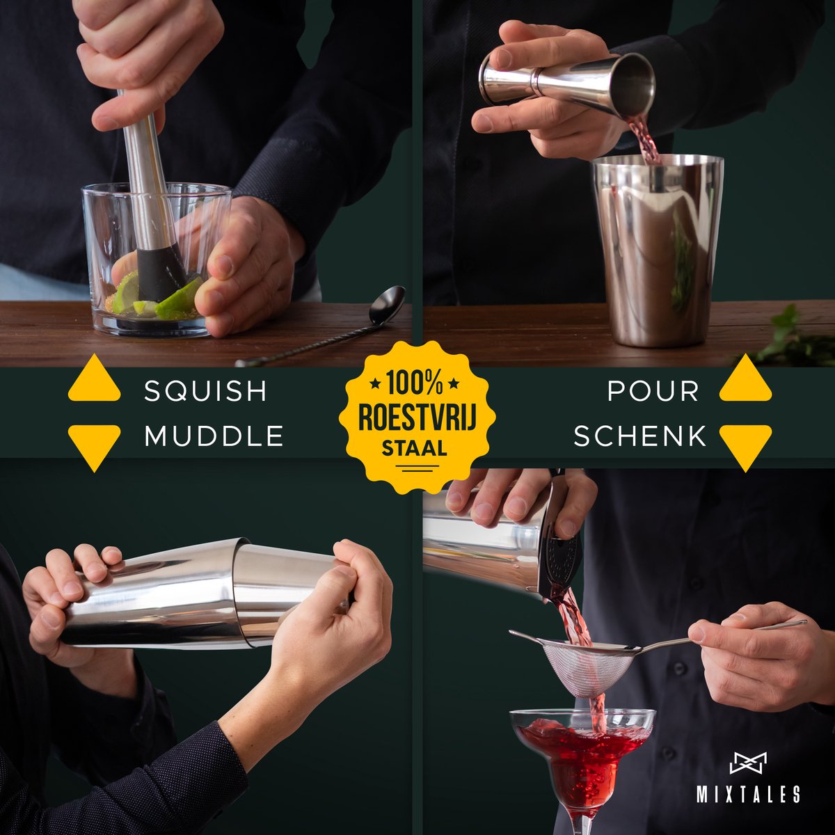 Mixtales® Premium Cocktailset - 12-Delige Set met Cocktail Shaker (830ml) & Stijlvolle Opbergkoker - Ideale Giftset - Incl. Unieke Videocursus door Nederlands Topbartender (t.w.v. €29,95) — cadeau in Kookcadeaus - foto 4