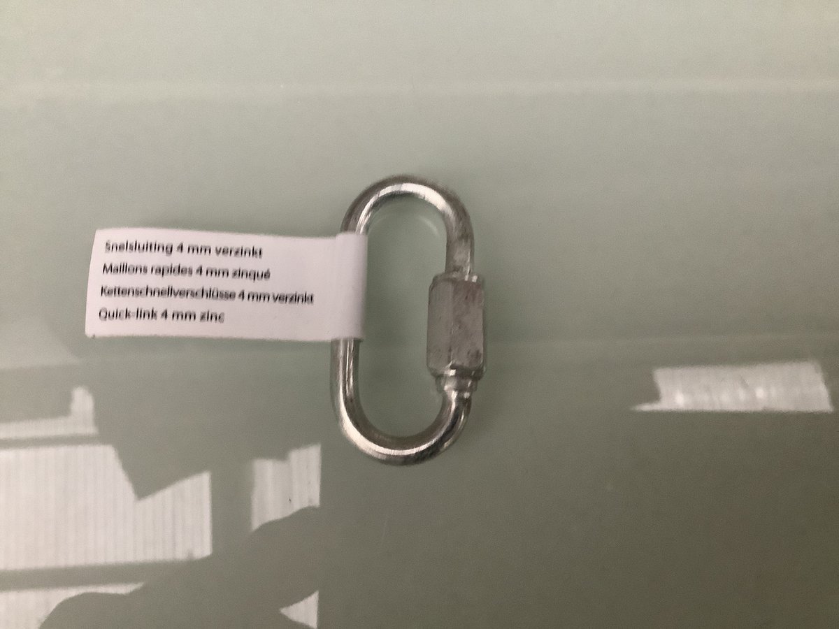WVSA. Snel sluiting 4 mm. Verzinkt. Ketting sluiten. Verbinding.