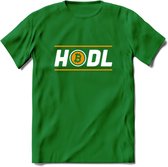 HODL - Crypto T-Shirt Kleding Cadeau | Dames / Heren / Unisex | Bitcoin / Ethereum shirt | Grappig Verjaardag kado | BTC Tshirt Met Print | - Donker Groen - S