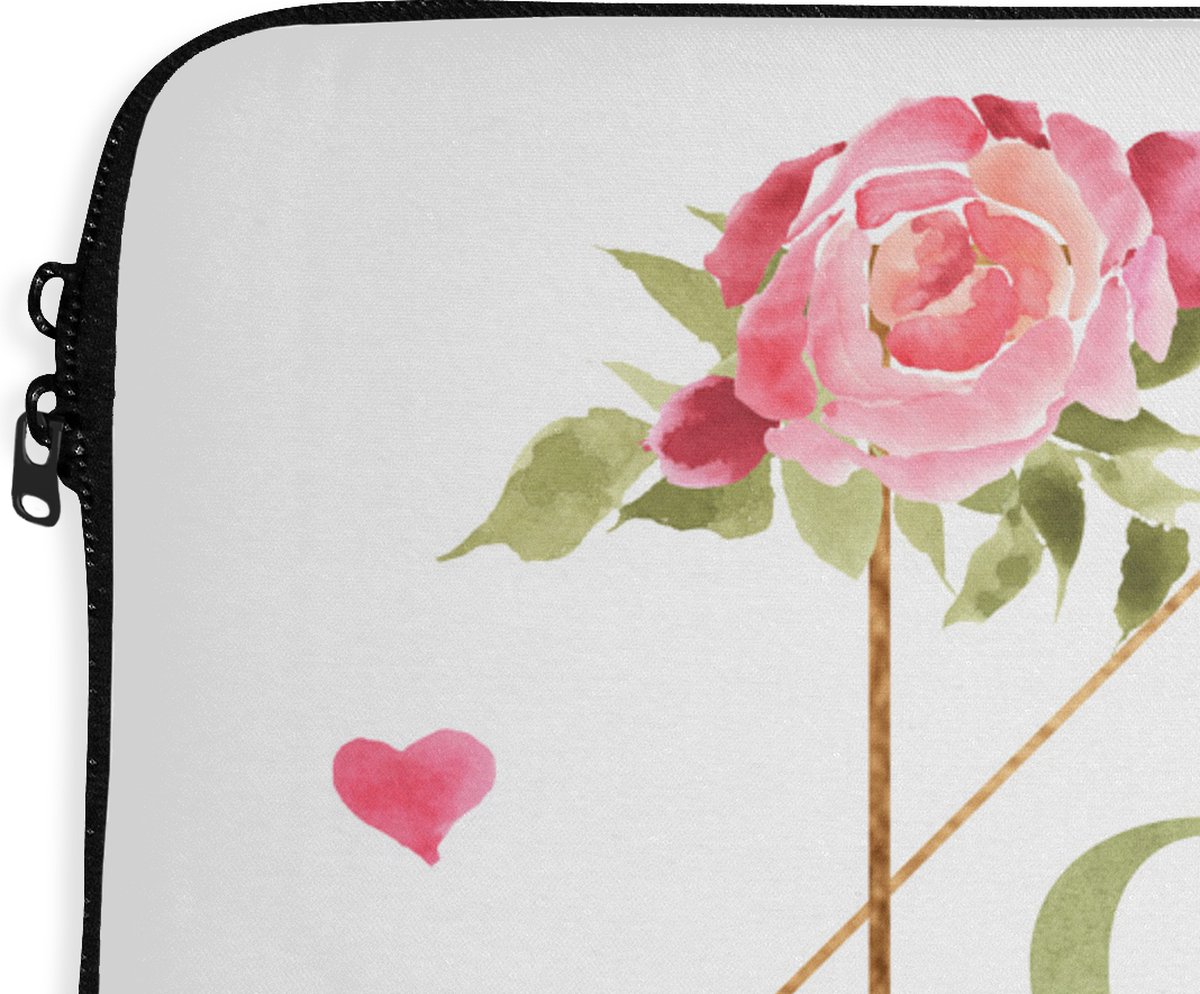 Laptophoes 14 inch - 'Groom to be' - Bloemen - Quotes - Spreuken - Laptop sleeve - Binnenmaat 33x23 cm - Zwarte achterkant