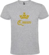 Grijs  T shirt met  print van "Queen " print Goud size XXL