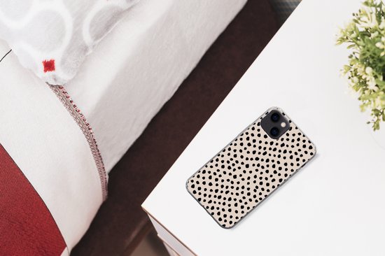 Coque iPhone 13 mini - Pois - Zwart - Beige - Siliconen