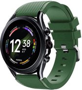 Siliconen Smartwatch bandje - Geschikt voor  Fossil Gen 6 - 44mm siliconen bandje - legergroen - Strap-it Horlogeband / Polsband / Armband