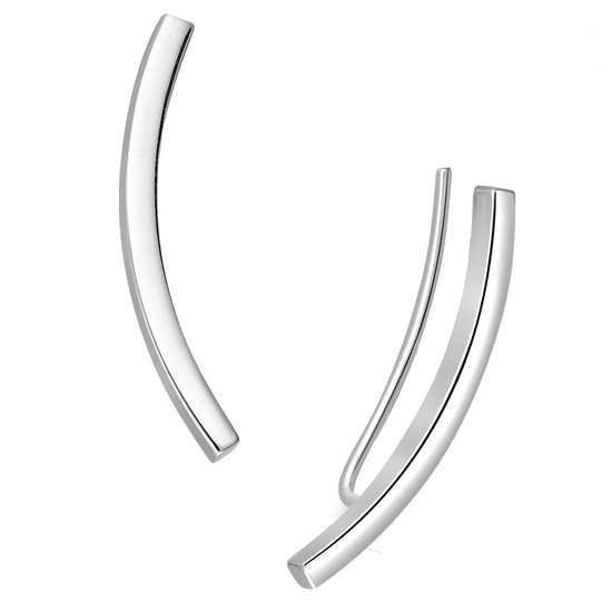 EAR IT UP - Oorklimmers - Bar - Luxe kwaliteit - Ear climbers - Oorschuiven - 925 sterling zilver - Earclimbers - Ear crawlers - 25 x 2 mm - 1 paar