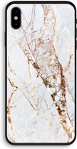 Case Company® - iPhone XS hoesje - Goud marmer - 100% Biologisch Afbreekbaar - Duurzaam - Biodegradable Soft Case - Milieuvriendelijke Print op Achterkant - Zwarte Zijkanten - Bescherming Ove