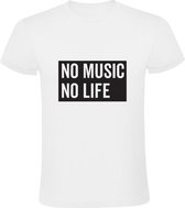 No music no life Heren t-shirt | muziek | concert | feest | dj | grappig | cadeau | Wit