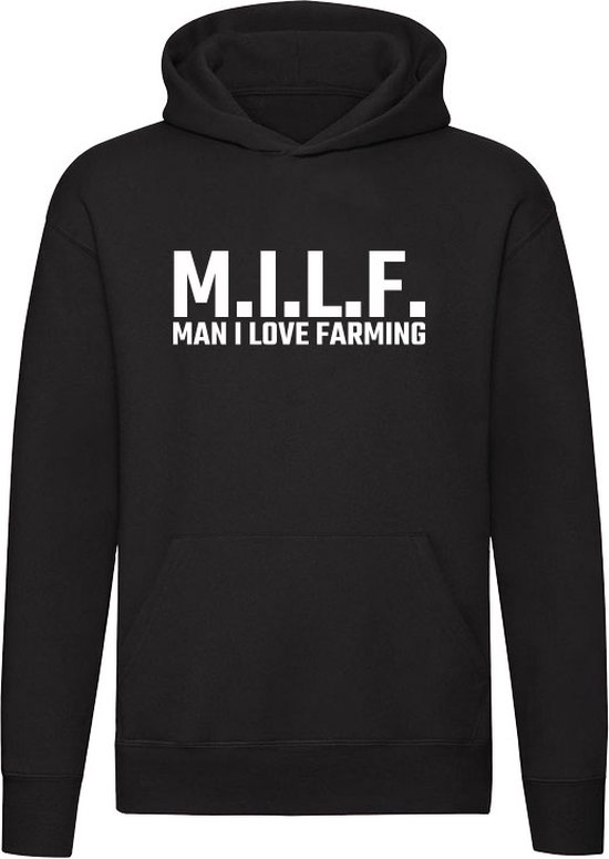 Foto: Milf man i love farming hoodie ik houd van landbouw boer boerderij boerin platteland vee trekker tractor unisex trui sweater capuchon