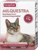 Beaphar Milquestra wormtabletten kat 4 tabletten vanaf 2 - 12kg