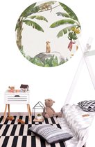 Behangcirkel Jungle met kleurrijke dieren | ⌀ 155 cm | Wandecoratie | Wandcirkel