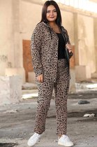 HASVEL-Dames Trainingspak met rits- 2 Delig - Tracksuit - Huispak - Joggingpak - Leopard design-maat 50