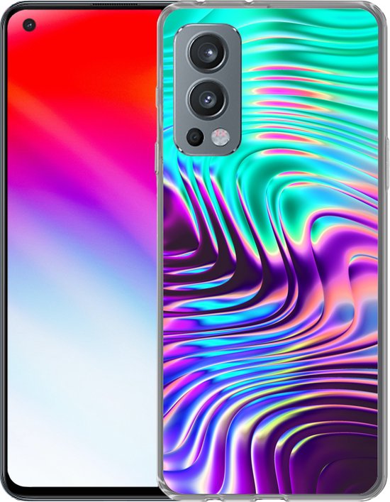 Telefoonhoesje Geschikt voor OnePlus Nord 2 5G hoesje - Kunst - Golf - Psychedelisch - Siliconen Telefoonhoesje Telefoonhoesje