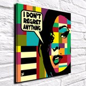 Pop Art Amy Winehouse Canvas - 90 x 90 cm - Canvasprint - Op dennenhouten kader - Geprint Schilderij - Popart Wanddecoratie