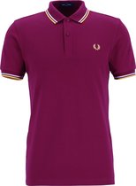 Fred Perry M3600 polo twin tipped shirt - heren polo - Tawny Port / Ecru / Gold -  Maat: XXL