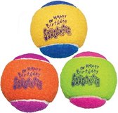 Kong Birthday Tennisballen - Hondenspeelgoed - Geel Groen Oranje Medium
