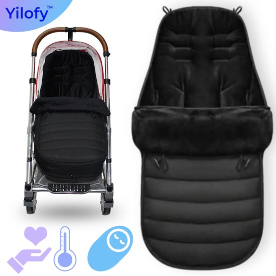 Yilofy Universele Luxe Voetenzak Babywagen & Autostoel Zwart Buggy Kinderwagen Voetzak