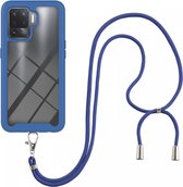 Oppo Reno5 Lite Hoesje met Koord TPU Back Cover Keycord Blauw
