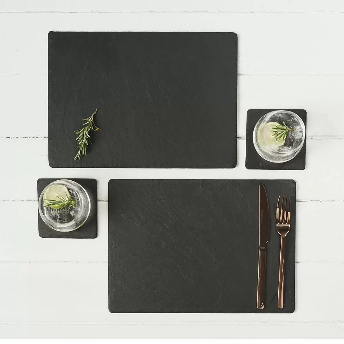 Set van 2 unieke leistenen placemats