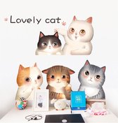 Muursticker Schattige Katten - Kinderkamer - Jongenskamer - meisjeskamer - Muurdecoratie - Wandsticker - Sticker Voor Kinderen 60×90CM