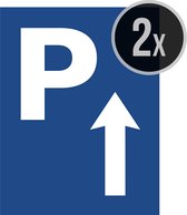 Pictogram/ bord | Parking (P) met aanwijzer rechtdoor | 27 x 36 cm | Richtingaanwijzing | Parkeerplaats | Parkeren | Parking klanten | 2 stuks