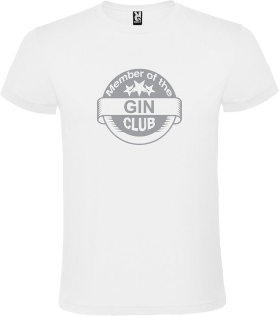 Wit  T shirt met  " Member of the Gin club "print Zilver size XS