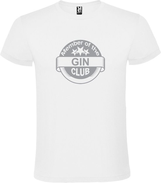 Wit  T shirt met  " Member of the Gin club "print Zilver size S