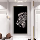 Leeuw XL Poster - Zwart Wit Posters - Dieren - 50 x 100cm - Wanddecoratie - Kunst