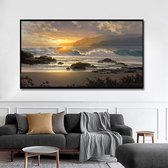 Strand met Zonsondergang XL Poster - 100 x 50cm - Posters - Wanddecoratie - Kunst